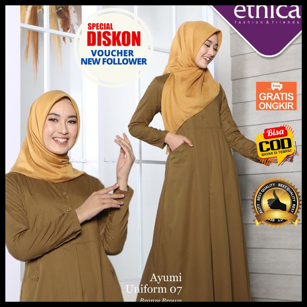 Baju Gamis Ethica Seragam Khaki Keki PDH Pemda Guru PNS Ayumi Uniform 07 wanita terbaru kekinian 202