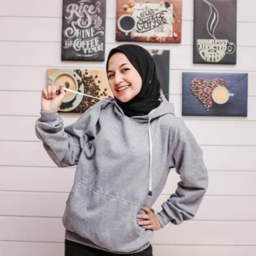 Sweater Hoodie Wanita Natural Hoodie Sweater Polos Terlaris Simpel Tangan Panjang Hangat-Abu Muda