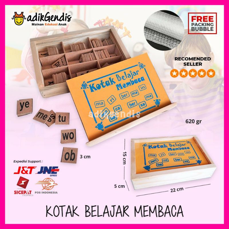 Mainan Edukasi Kotak Belajar Membaca Anak Dari Bahan Kayu