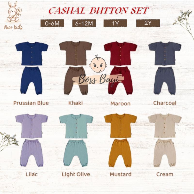 NICE KIDS - Casual Button Set / Setelan Bayi &amp; Anak