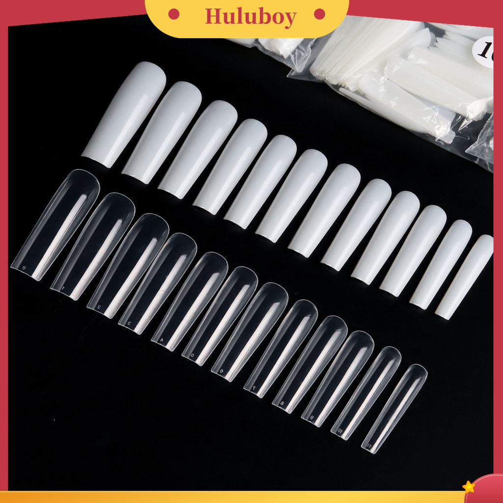 Huluboy Huluboy♡ 500pcs Kuku Palsu Extension Panjang Full Cover Tipe Kepala Kotak Untuk Makeup Manicure DIY