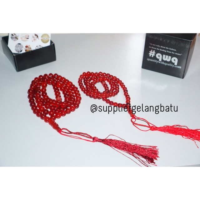 tasbih batu RED GARNET 99 butir premium tasbeh manau alam akik aksesoris bahan craft kerajinan