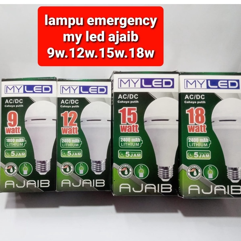 Lampu Emergency SMD LED 9 12 15 18 Watt MY LED Ajaib II SMD Emergency Lamp menyala otomatis tahan lama hemat energi