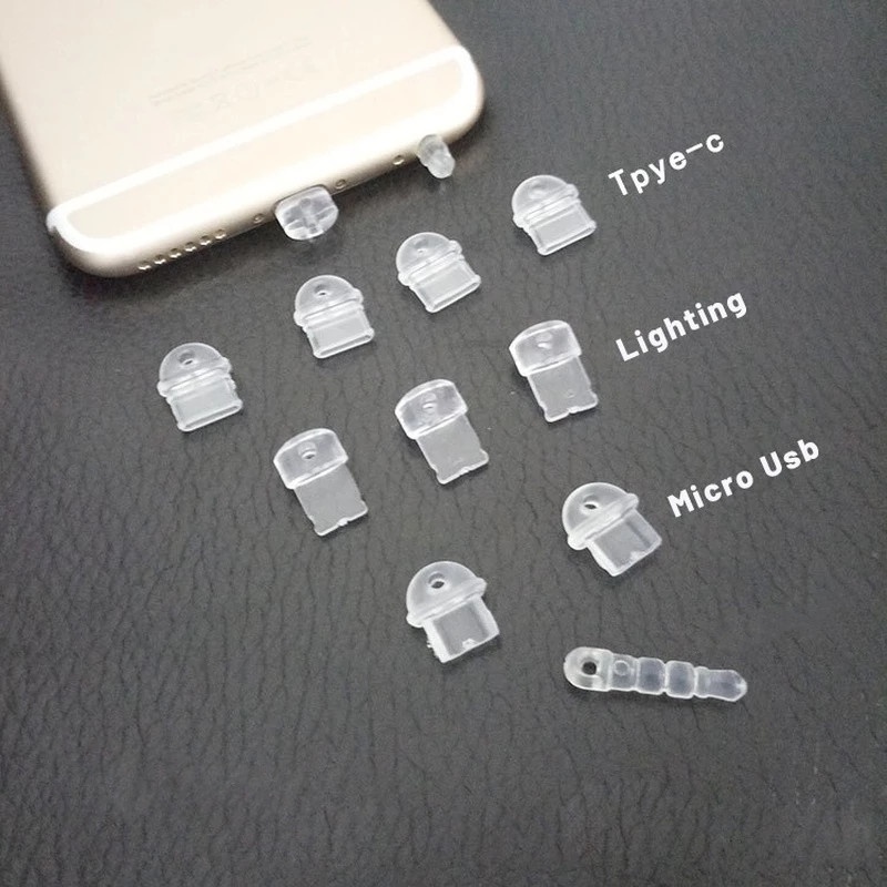 1pc Dust Plugs / Sumbat Lubang Charging Earphone Anti Debu Transparan DIY Untuk Android