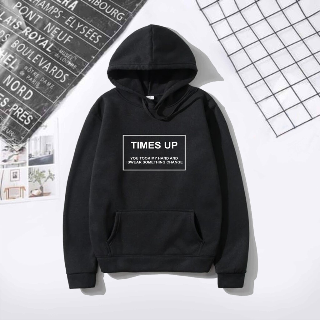 FenishaStore Sweater Hoodie Pria Dan Wanita TIMES UP Kantong Depan Bisa Bayar Ditempat COD