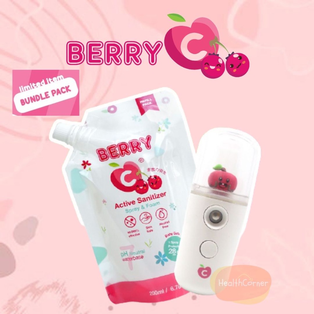 BerryC Bundle Nano Mist Spray karakter Berry + BERRY C Refill HAND Sanitizer 200ML