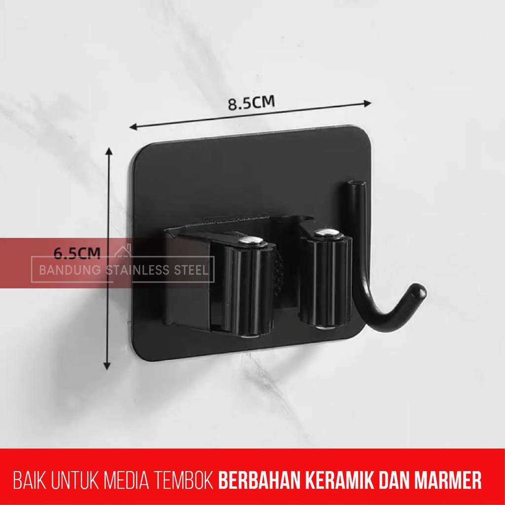 Hanger Jepit Kait Stainless gantungan Pel Sapu Sikat Kapstok All in magic mop holder J-A101