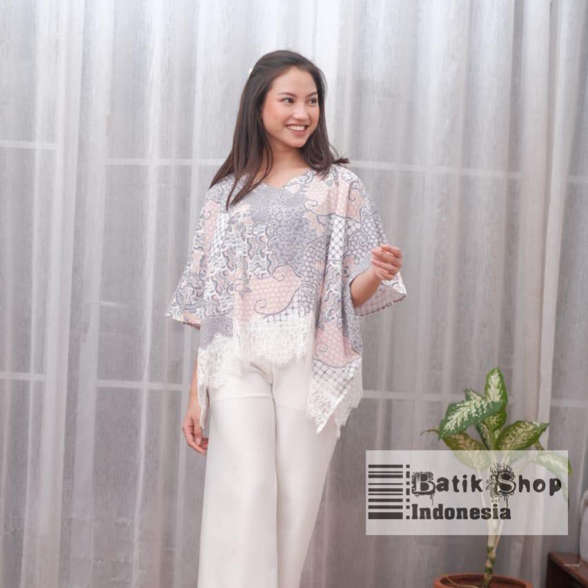 ADA COUPLE Kalyana Batwing Blus Atasan Wanita #2 Soft Renda Batik Kondangan Casual Kekinian