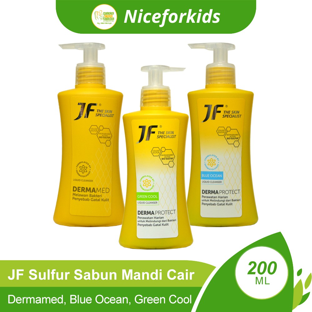 JF Derma Protect Liquid Cleanser Bottle 200 ml JF Sulfur Sabun Mandi Cair Kemasan Botol