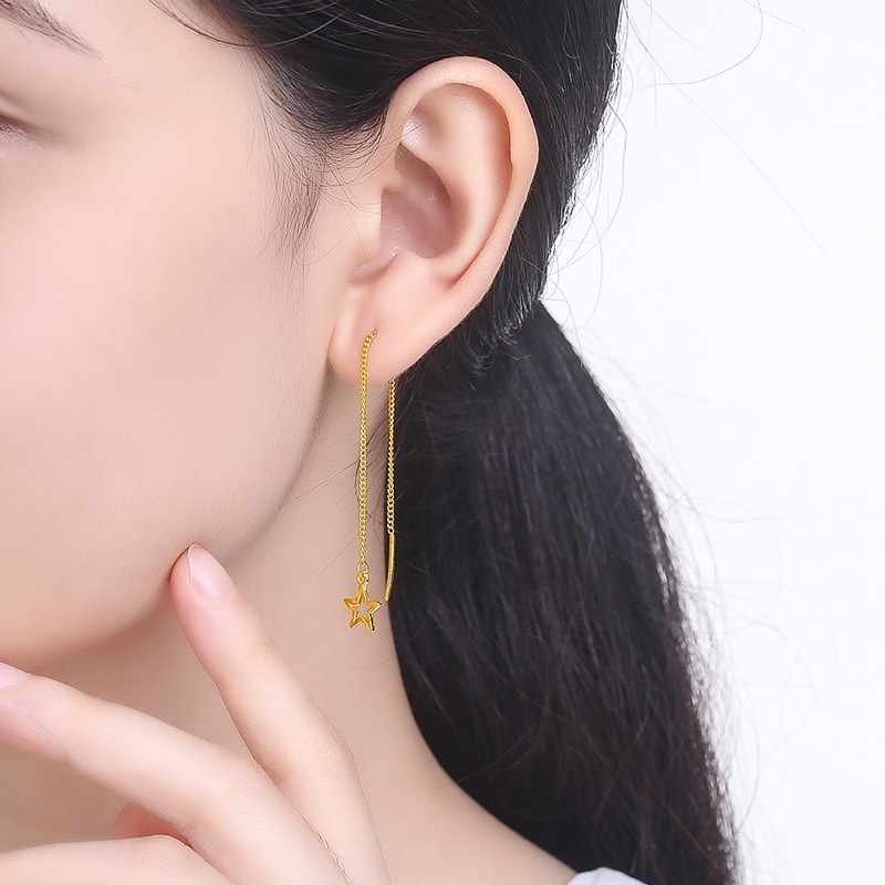 Anting emas asli kadar 700 Rumbai Hias Mutiara Gaya Korea Untuk Wanita