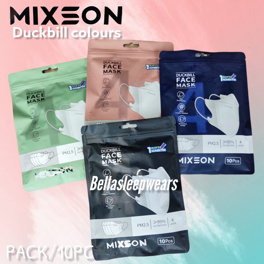 MIXSON DUCKBILL 4PLY EMBOS /10 - MASKER DUCKBILL MIXSON FREE KONEKTOR KEMENKES