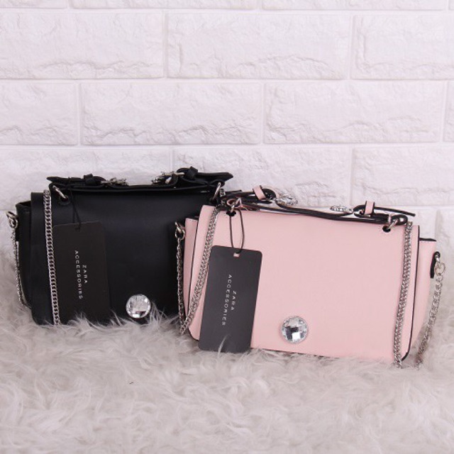 SN5356  - UK 23 x 6 x 14 - READY Pink - Zara - Tas wanita import batam - Tas selempang