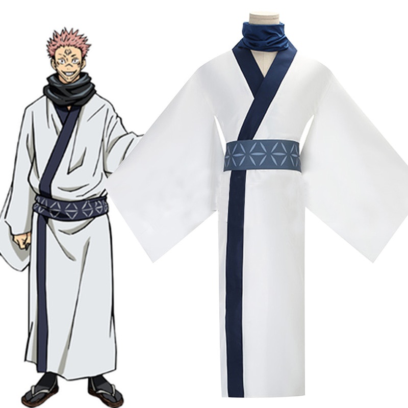 PREORDER Anime Jujutsu Kaisen Cosplay Costume Ryomen Sukuna Costume White Kimono Cloaks Set