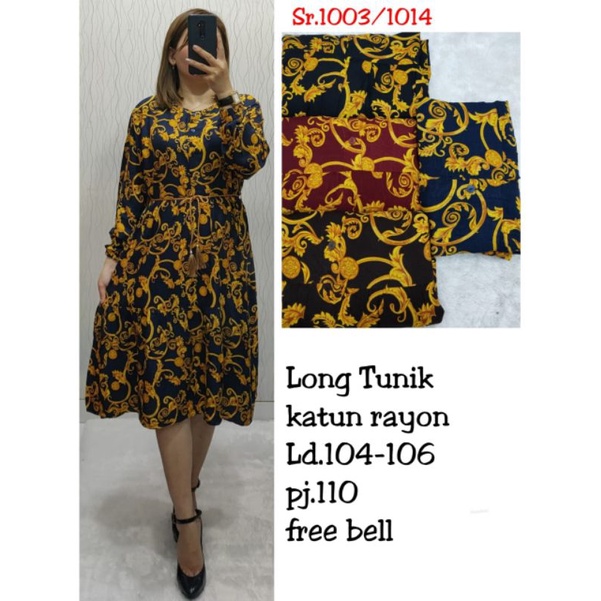 promo fhasion wanita-longdres/tunik rayon sultan rempel free bell slimfit premium import/termurah