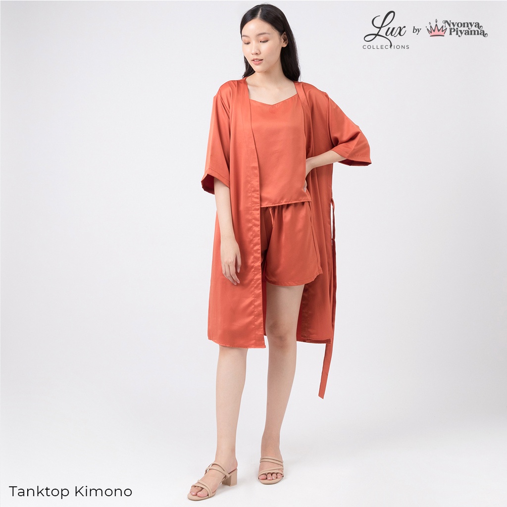 Lux Nyonya Piyama Maxmara Set Piyama (Carnelian)-Tanktop Kimono