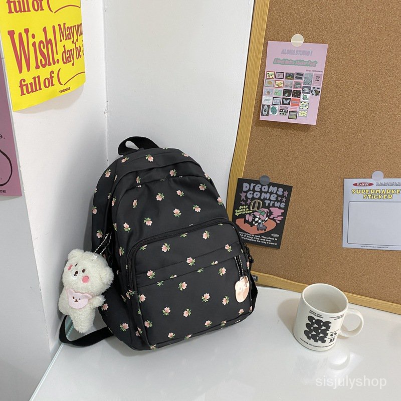 [✅BISA COD]  #Sisjuly# BM Ransel BM Ransel Tas Ransel Wanita Kecil Bunga Gaya Kampus Wanita Kecil Segar Tas Travel Mahasiswa Versi Ko