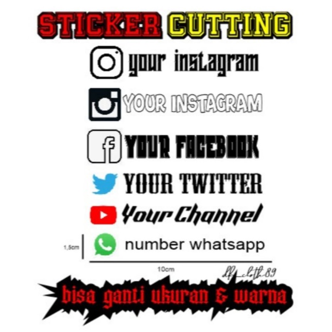 

sticker cutting sosial media murah! minimal 5pcs!!