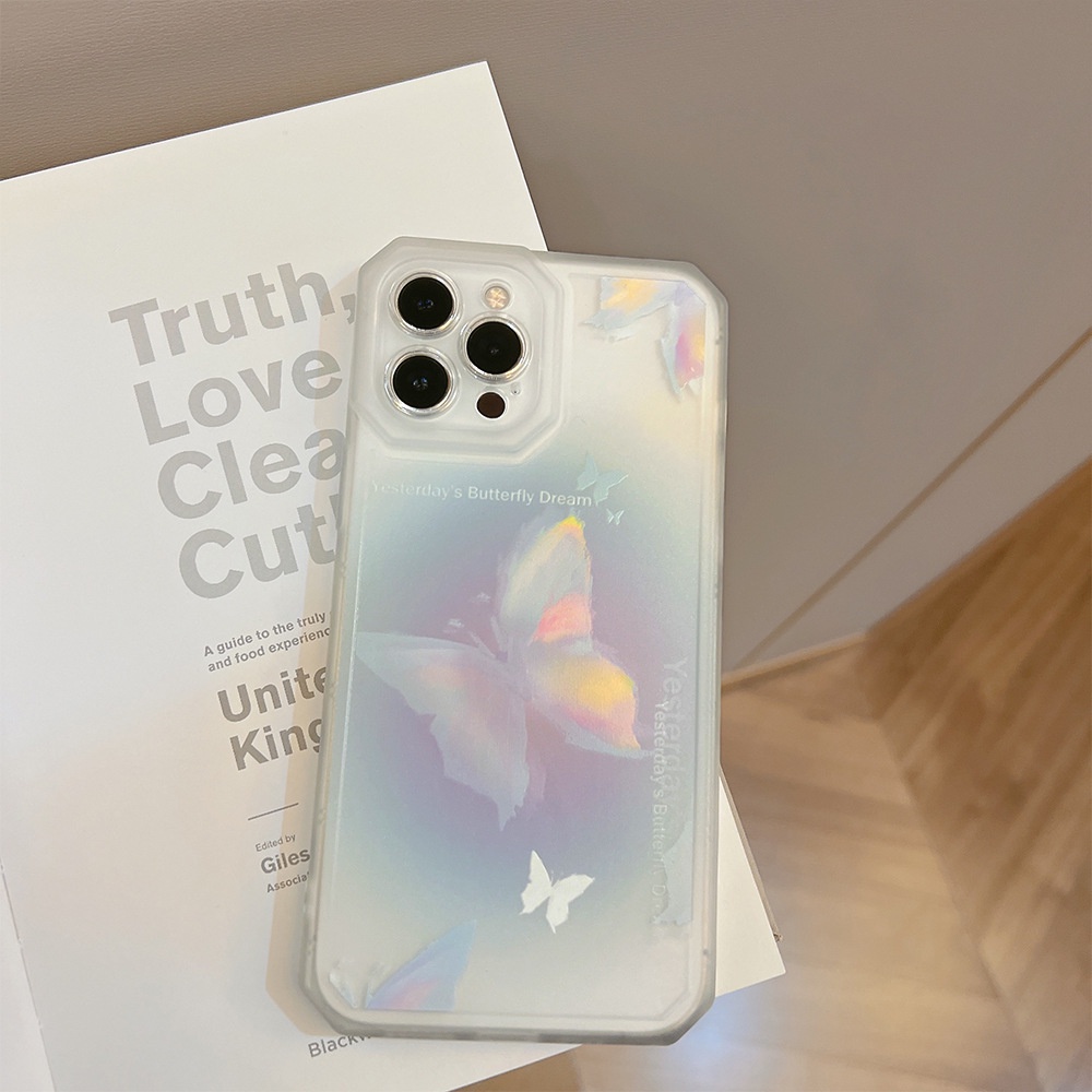 Soft Case Matte Desain Fairy Butterfly Straight Edge Untuk Iphone 7 8 PLUS X XR XS 11 12 13 14 PRO MAX SE 2020