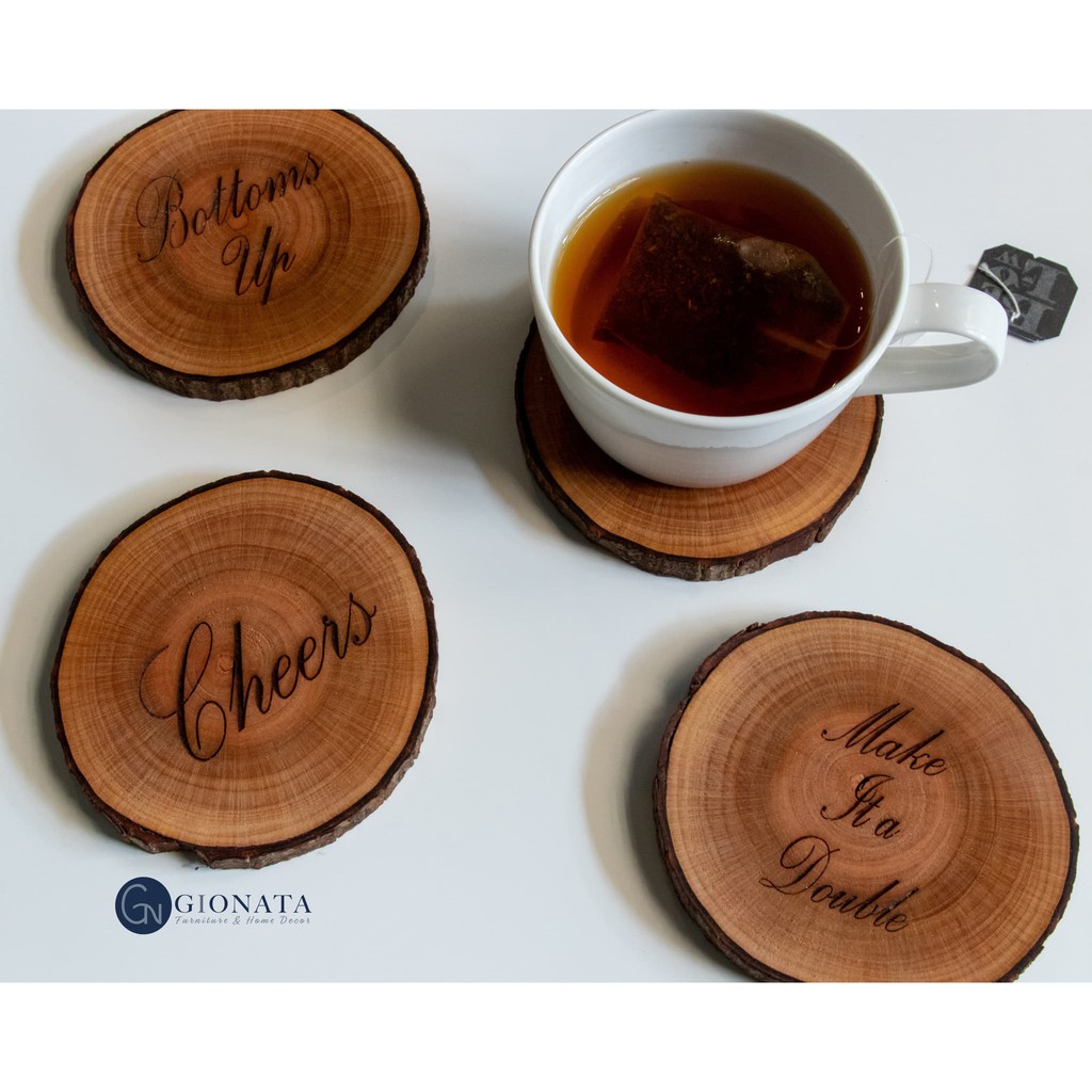

Dekornata Engraved Wood Coaster / Slice Kayu /Potongan Kayu / Alas Gelas/Cangkir