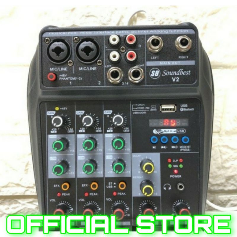 mixer audio 4 channel original soundbest v2 bluetooth usb recording