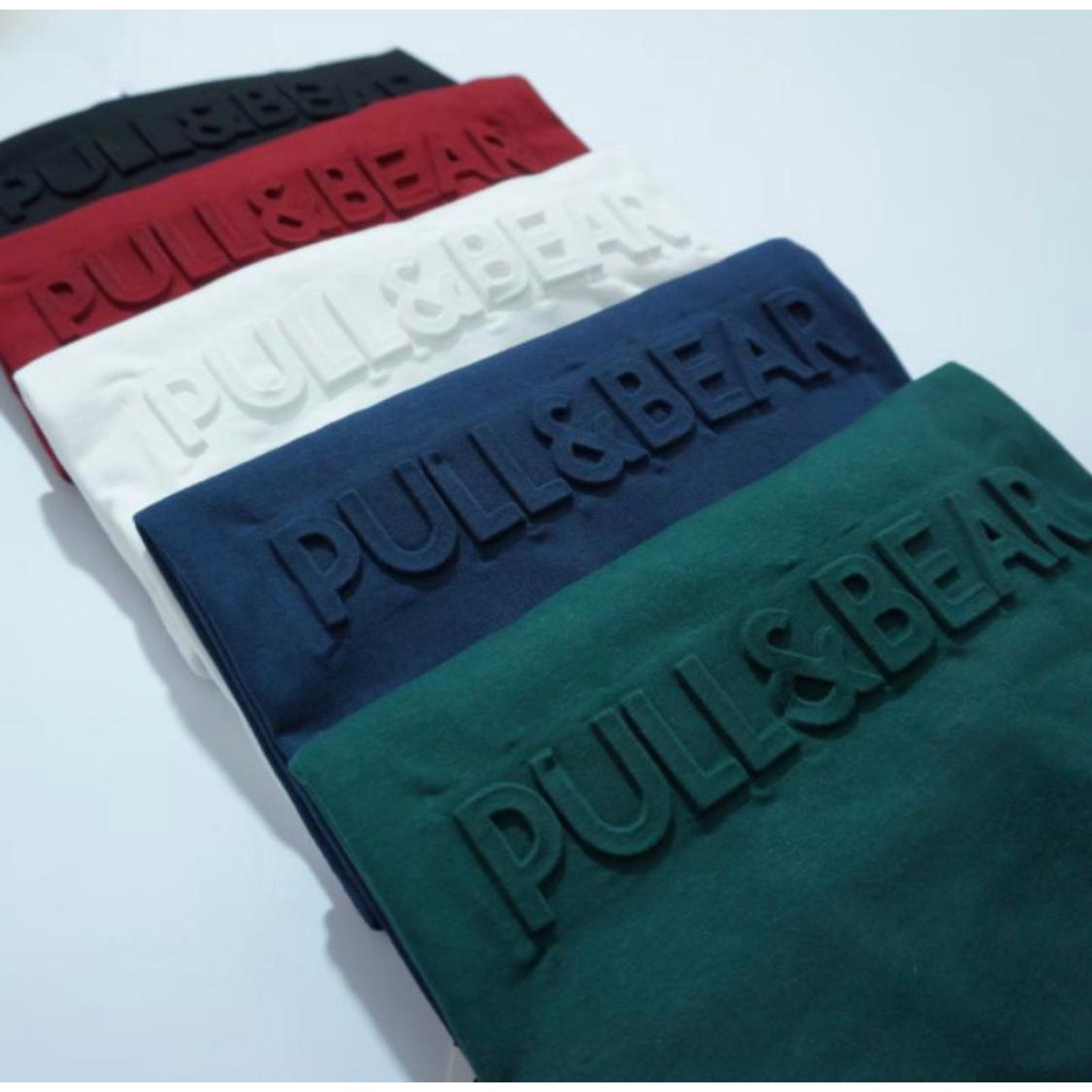 T-Shirt Pull &amp; Bear Embos l Baju Kaos Pull And Bear Sablon Timbul Premium Quality Termurah