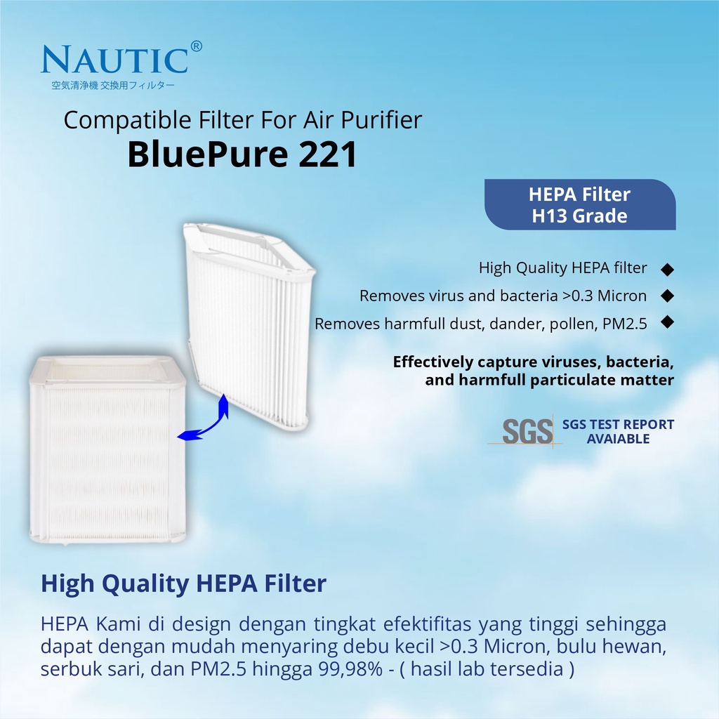 NAUTIC - Filter Blu*air Blue Pure 221 / HEPA FILTER BluePure 221 / Relacement Filter air purifier Blue Pure 221