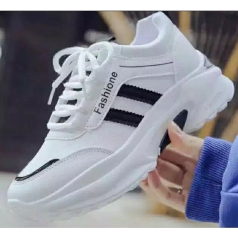 Sepatu Wanita Putih Sepatu Sepatu Cewek Sneaker Wanita Sepatu Kets Wanita Fashione Wanita Sepatu ADS_garis Flat