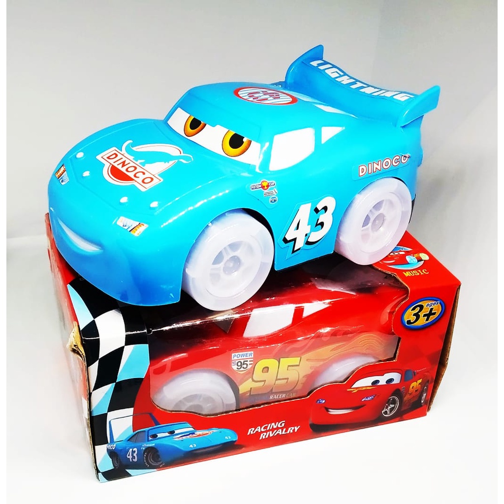 FREE BATERAI  Mainan Mobil Dinoco McQueen Bumb and GO Nyala Musik