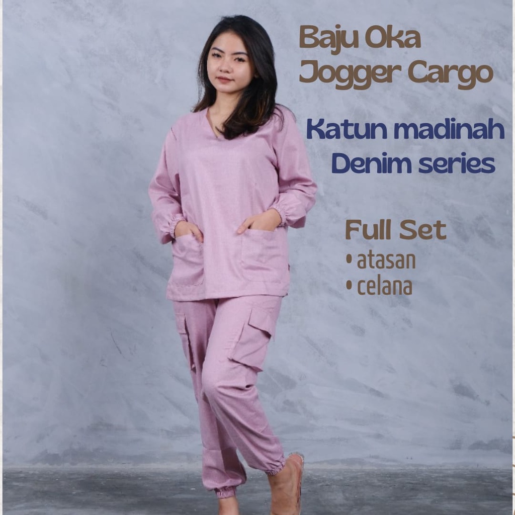 Baju Ok Oka Jogger Denim Series | APD Baju Jaga Perawat Dokter Nakes