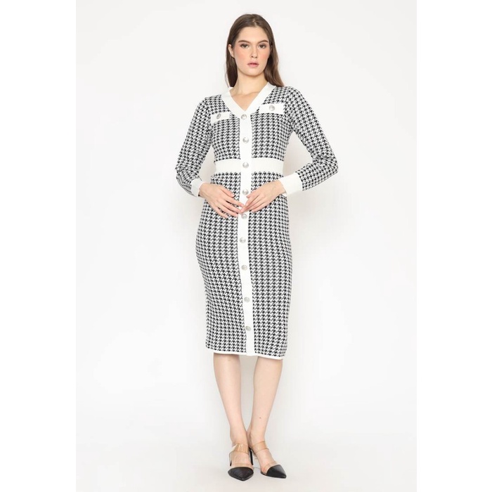 Voerin Dress Rajut Sensa - Dress Wanita Rajut - Dress Wanita Tangan Panjang