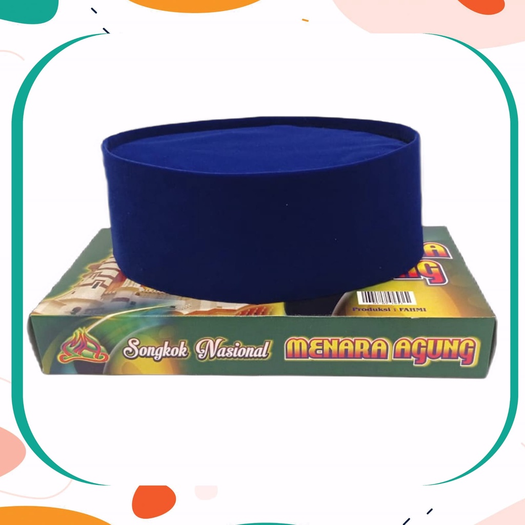Peci Songkok Kopiah Biru Polos Dongker Anak AC Tinggi 9 & 10