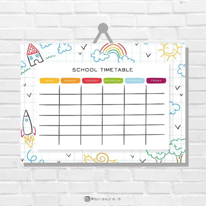 

School Timetable / Weekly Planner Board (Papan Jadwal Pelajaran / Jadwal Mingguan) 30 x 40 cm