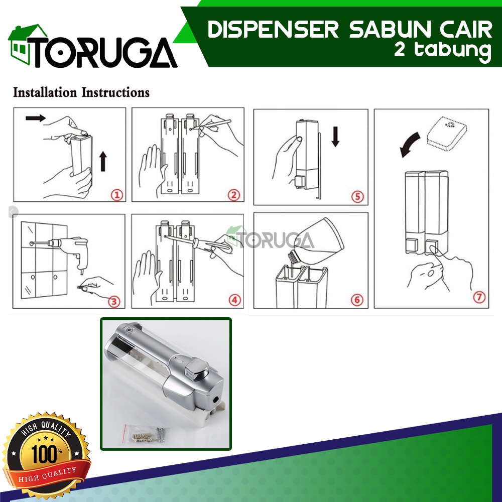 Dispenser Sabun Cair dan Shampo 2 Tabung Touch Soap Dispenser Keylock Sabun Cuci Tangan Cair 2in1