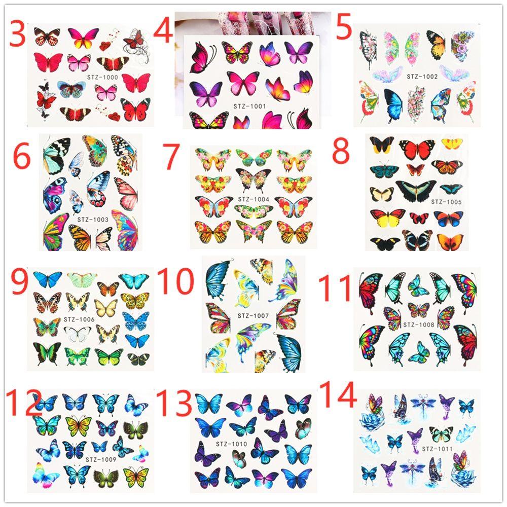 Stiker Kuku Motif Kupu-Kupu Warna Biru / Hitam Untuk Wanita Butterfly