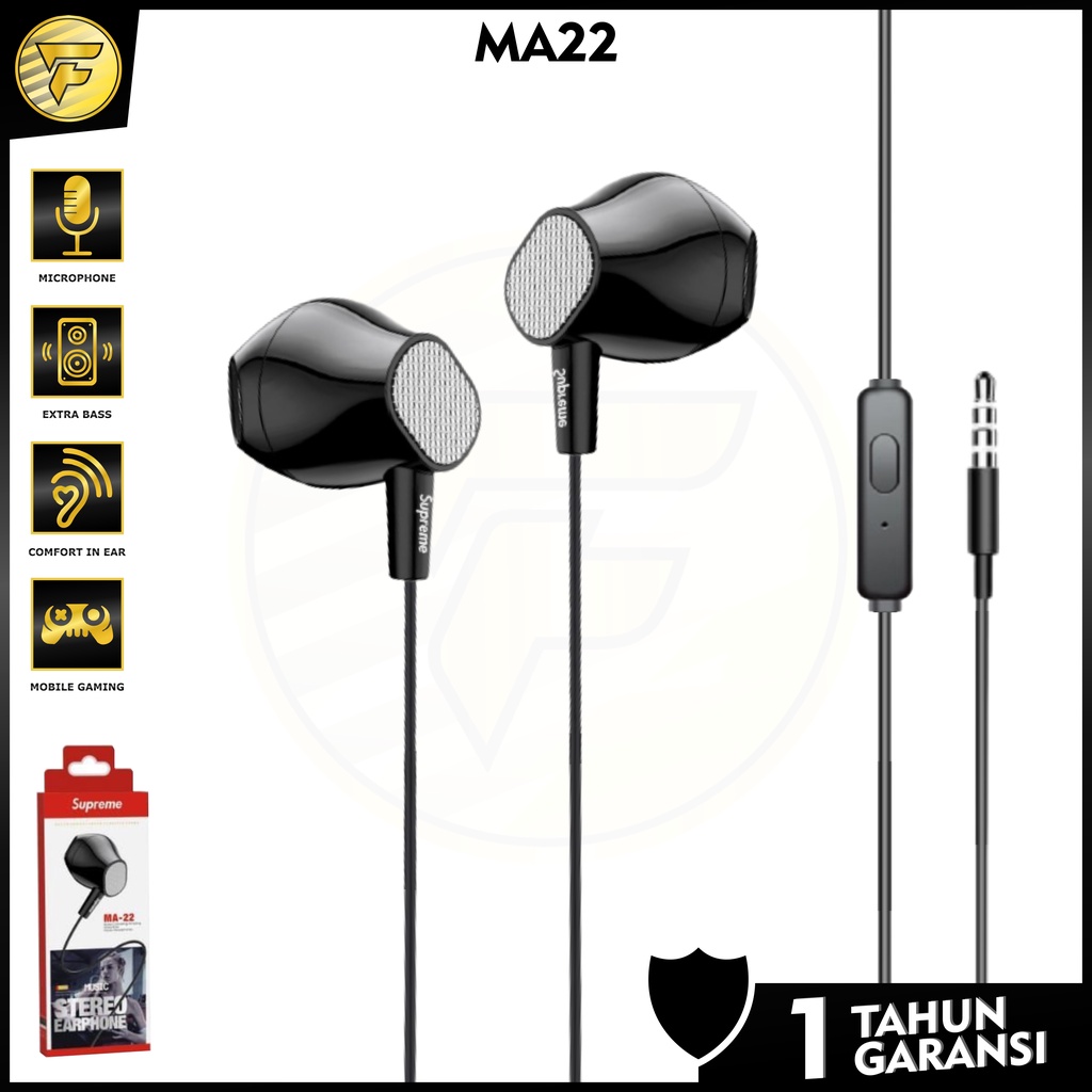 earphone M22 stereo bass music telfon headset mic