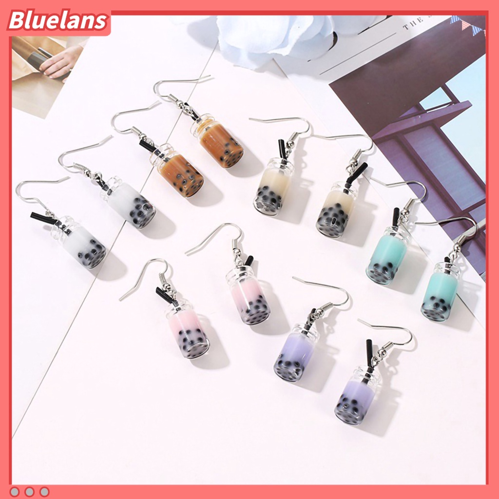Anting Kait Gantung Panjang Wanita Desain Minuman Bubble Tea Untuk Pesta