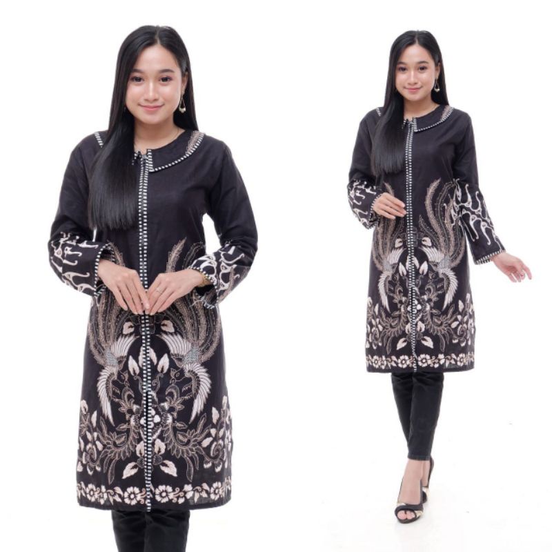 tey-17 Batik Wanita ASJ SA HRB026 Kenogo Kemeja Tosca Pendek /Baju Batik /Tunik /Atasan Batik Wanita-Model 4