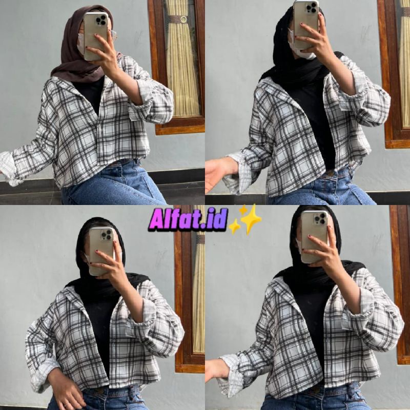 crop top tartan / crop top flanel / kemeja crop wanita-Motif 30