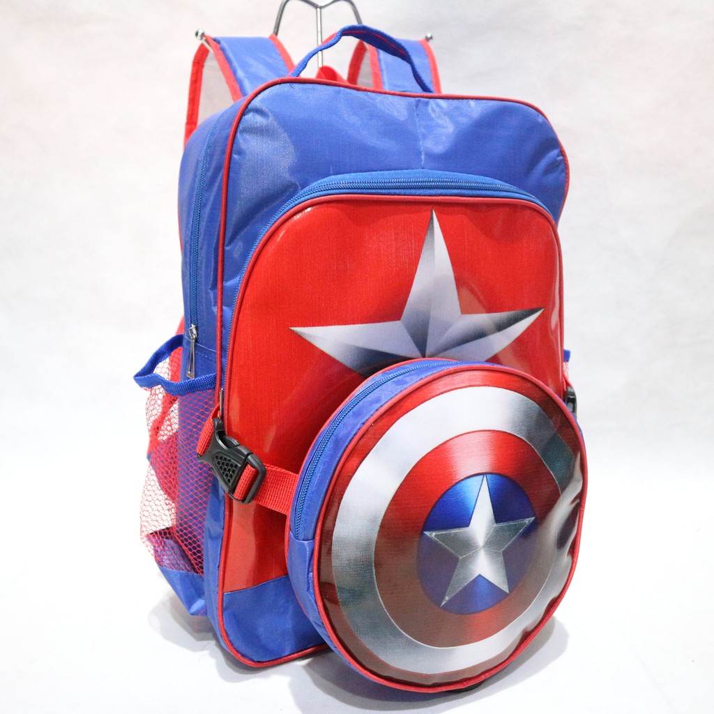 Tas Ransel Anak PAUD / TK / SD Karakter Captain America Back Pack | FREE Selempang