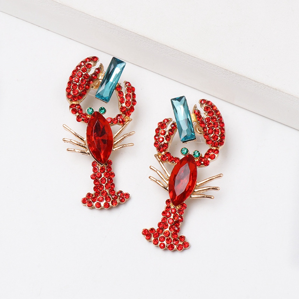 Hu Hu Hu Hu Hu Alat Bantu Pasang Kacamata♡ Anting Kait Gantung Wanita Desain Lobster Hias Berlian Imitasi Gaya Sexy Kreatif Untuk Hadiah