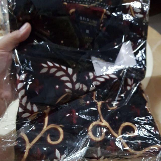 [gridline - Ls029 Blue & Maroon] Kemeja Batik Slimfit Pria Katun Lengan Panjang