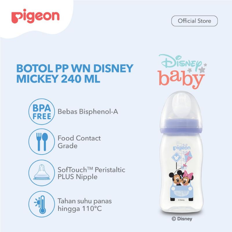 Botol Susu Pigeon Disney Mickey Mouse PP Wideneck 160ml 240ml
