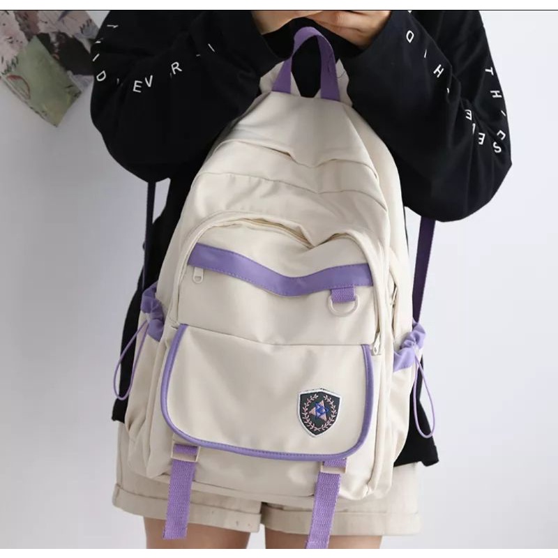 Ransel Wanita Nilon Tahan Air Tas Travel Berpanel Cantik Wanita Tas Sekolah Kapasitas Besar untuk Anak Perempuan Ransel Laptop 15 Inci Baru-4