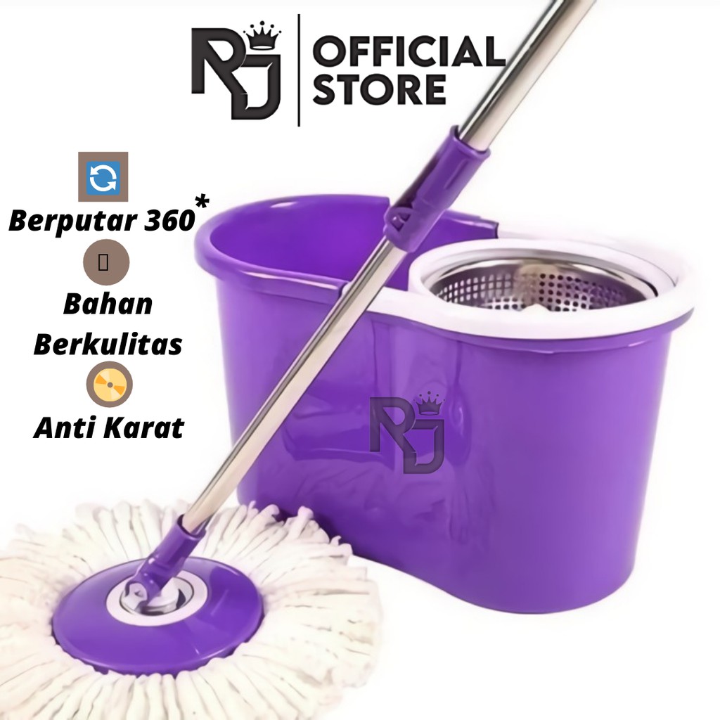 ALAT PEL MOP PUTAR SUPER MOP HAPPY CALL / SPIN MOP STAINLESS SUPER MOP WARNA UNGU & PINK