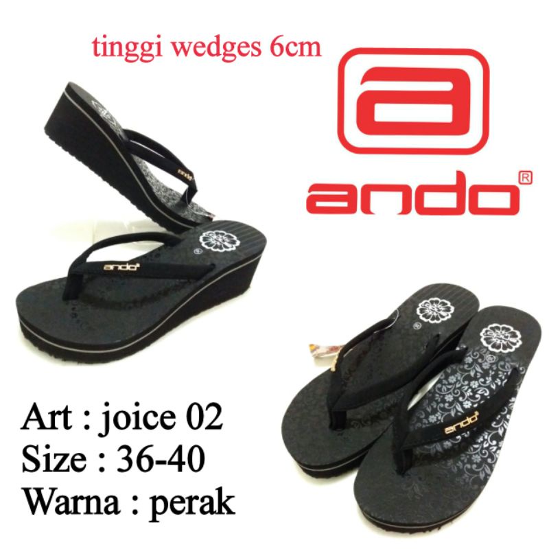 ANDO SANDAL JEPIT WEDGES WANITA PEREMPUAN ANDO JOICE 02 WARNA HITAM SIZE 36-40 TERBARU HARGA MURAH