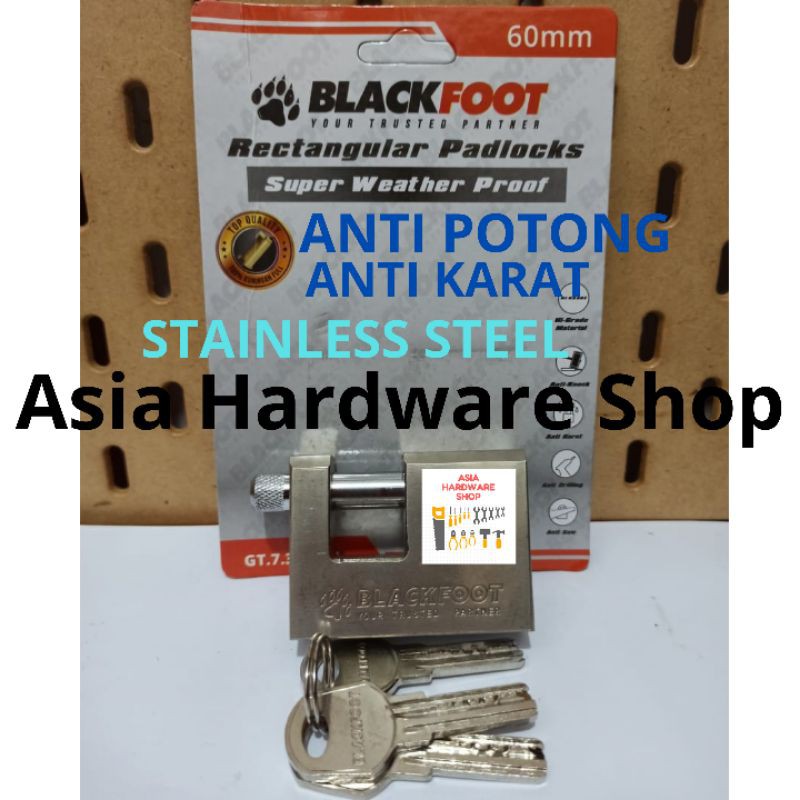 Gembok Kotak Gembok Gudang Pagar 60mm BLACKFOOT Gembok Anti Maling Anti Karat Anti Potong 60 mm