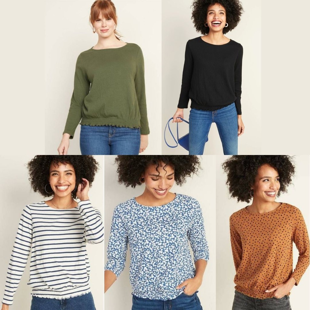 OLD NAVY Relaxed Ruffle Top - Atasan Wanita Lengan Panjang ...