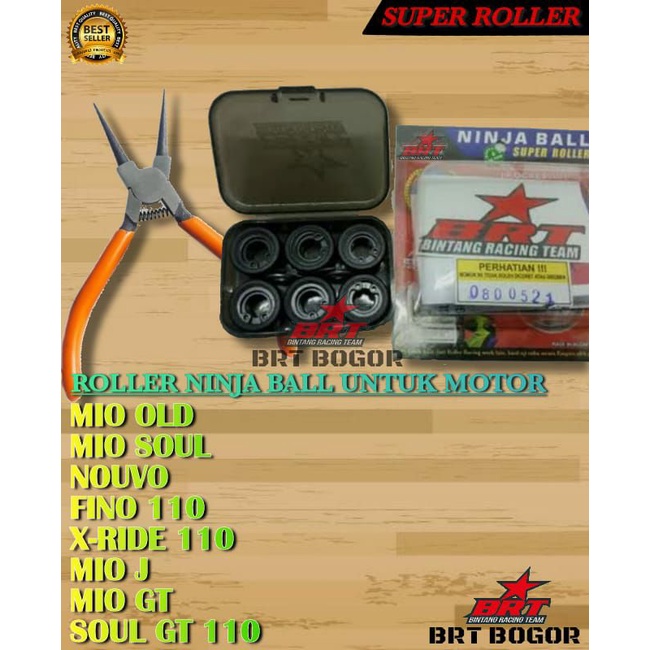 ROLLER BRT NINJA BALL MIO OLD/ MIO J/NUVO/SOUL GT FINO KARBU/ X RAIDE 110 OLD LOLER ROLER RORER ROLLER RACING Roller Brt ninja ball mio sporty Roller ninja ball brt Mio old Roller racing super ninja ball brt mio j fino X ride promo roller brt discon cod