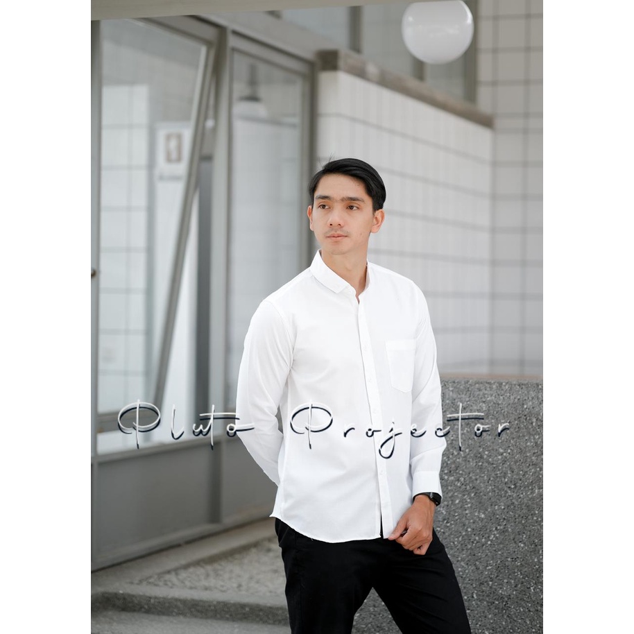 KEMEJA POLOS PRIA LENGAN PANJANG KEMEJA KASUAL PRIA WARNA PUTIH