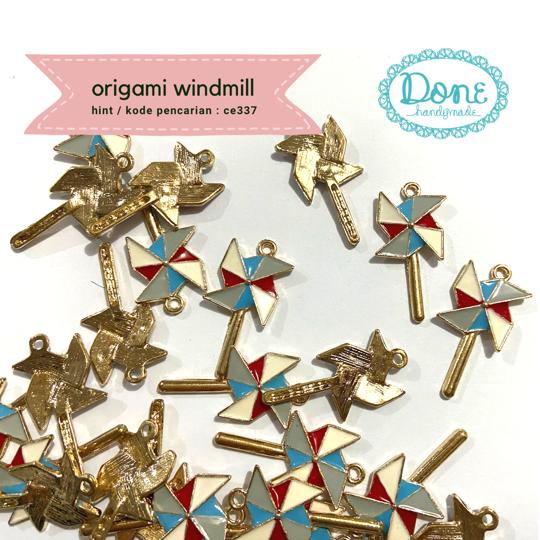 Done handymade charm origami wind mill kincir angin liontin ce337